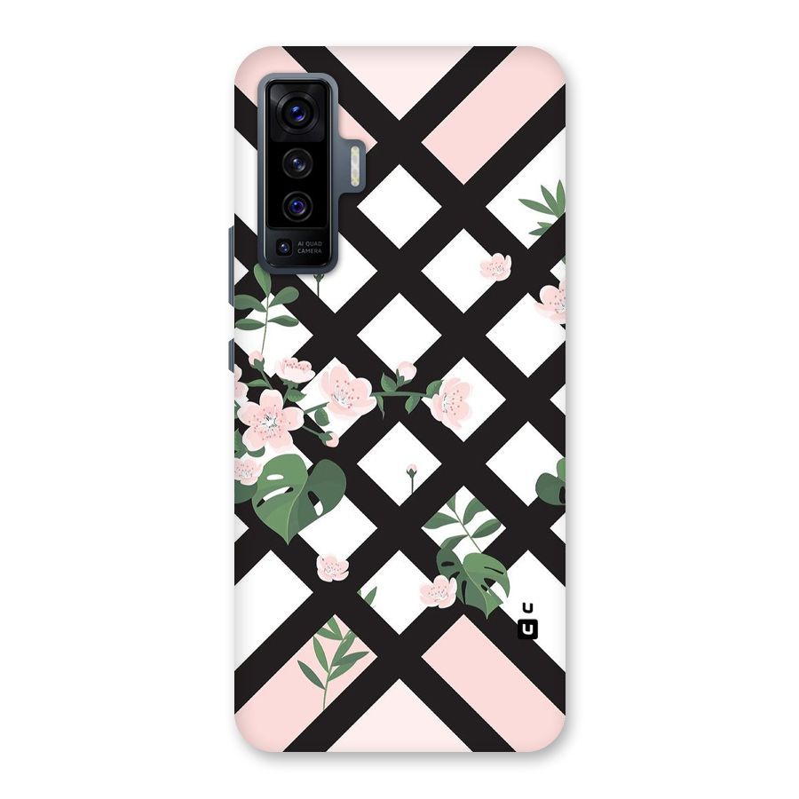 Check Floral Stripes Back Case for Vivo X50