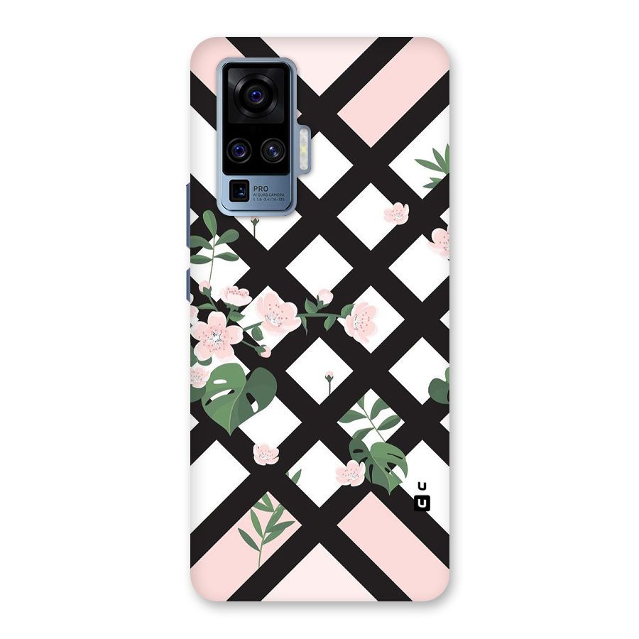 Check Floral Stripes Back Case for Vivo X50 Pro