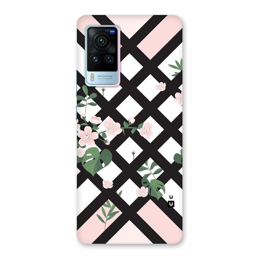 Check Floral Stripes Back Case for Vivo X60 Pro