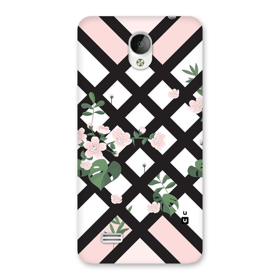 Check Floral Stripes Back Case for Vivo Y21