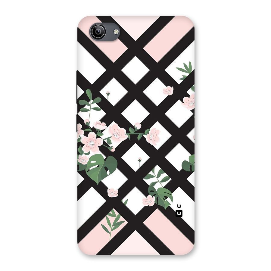 Check Floral Stripes Back Case for Vivo Y81i