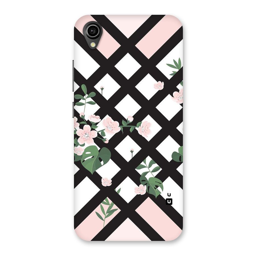 Check Floral Stripes Back Case for Vivo Y90