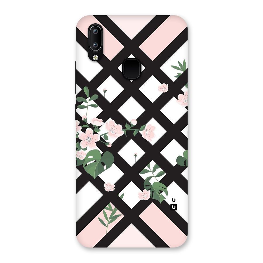 Check Floral Stripes Back Case for Vivo Y93