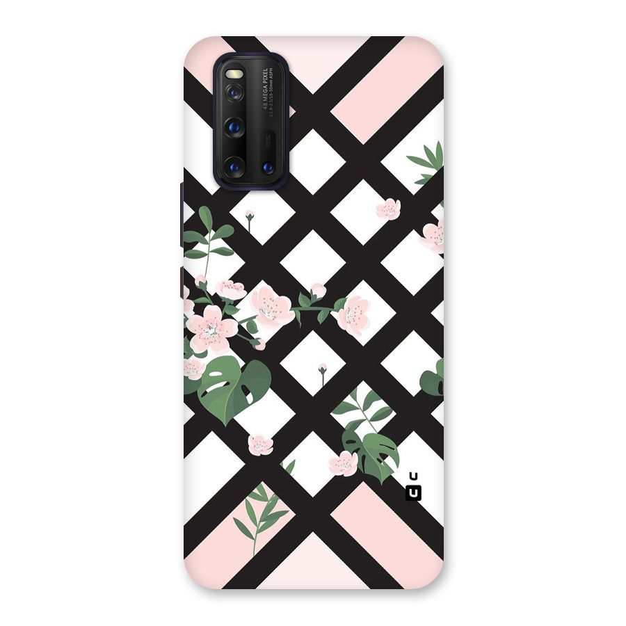 Check Floral Stripes Back Case for Vivo iQOO 3