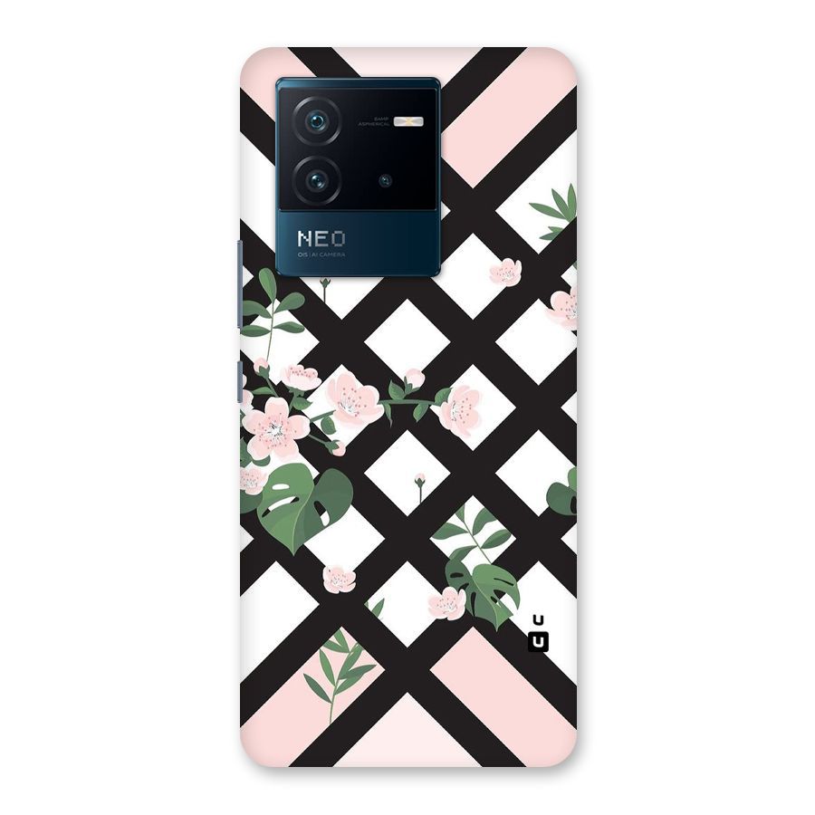 Check Floral Stripes Back Case for Vivo iQOO Neo 6 5G