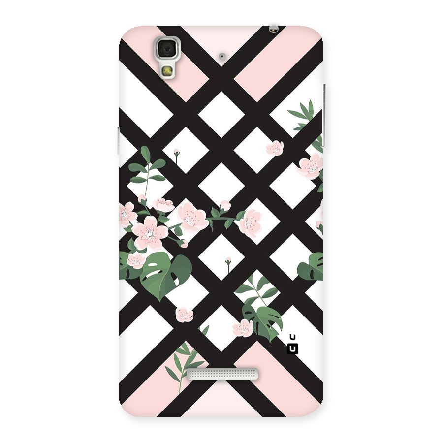 Check Floral Stripes Back Case for YU Yureka Plus