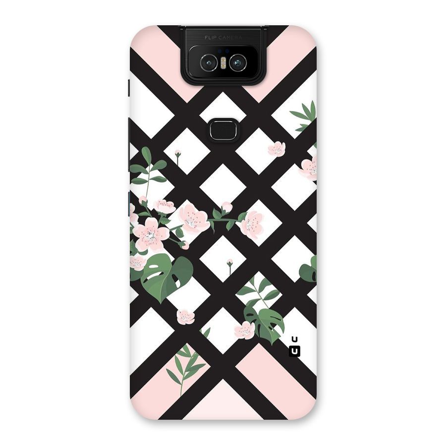 Check Floral Stripes Back Case for Zenfone 6z