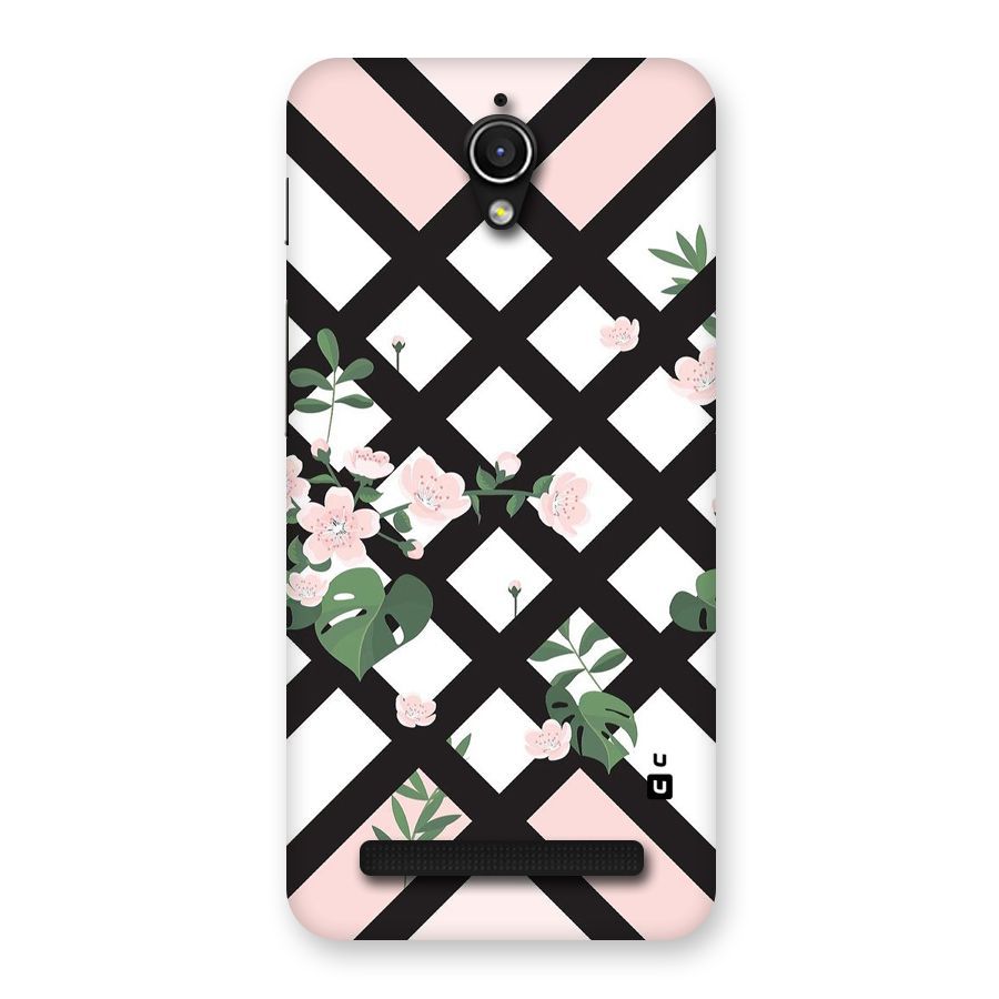 Check Floral Stripes Back Case for Zenfone Go