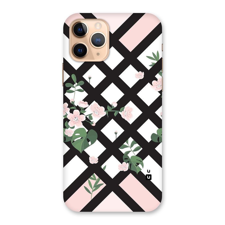 Check Floral Stripes Back Case for iPhone 11 Pro
