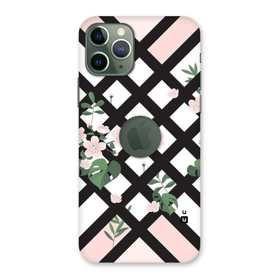 Check Floral Stripes Back Case for iPhone 11 Pro Logo  Cut