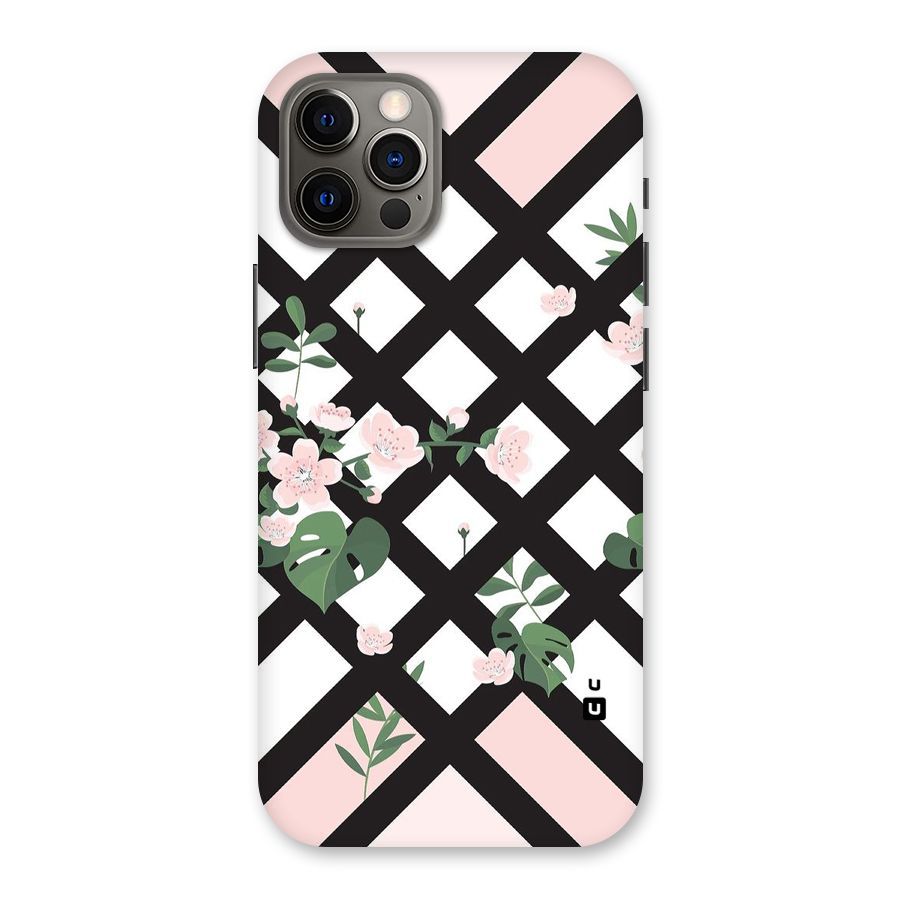 Check Floral Stripes Back Case for iPhone 12 Pro