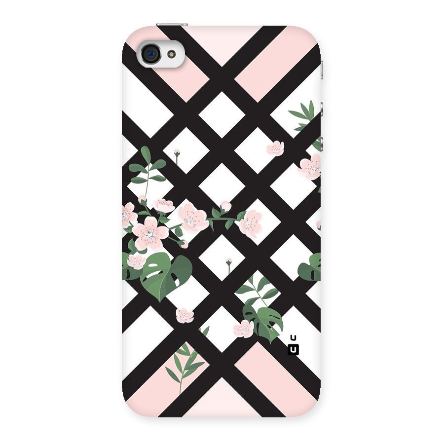 Check Floral Stripes Back Case for iPhone 4 4s