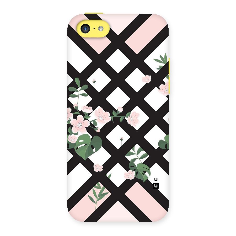 Check Floral Stripes Back Case for iPhone 5C