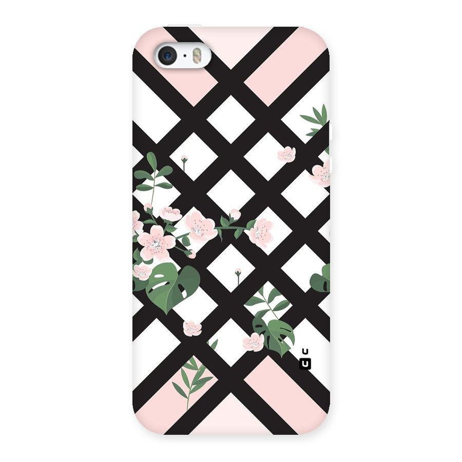 Check Floral Stripes Back Case for iPhone 5 5S