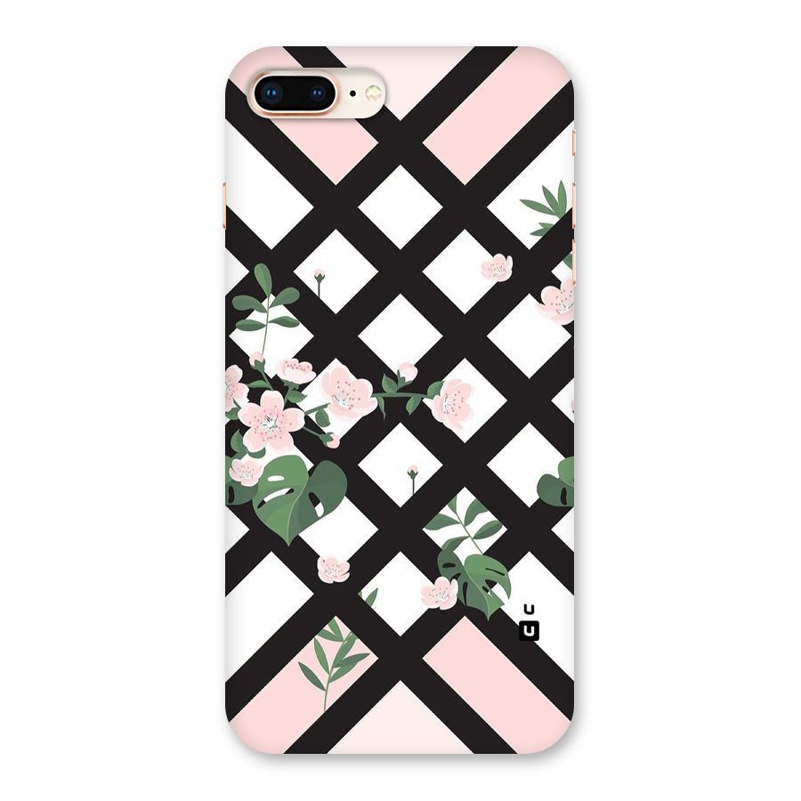 Check Floral Stripes Back Case for iPhone 8 Plus