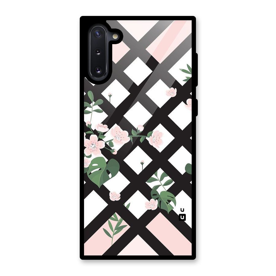 Check Floral Stripes Glass Back Case for Galaxy Note 10