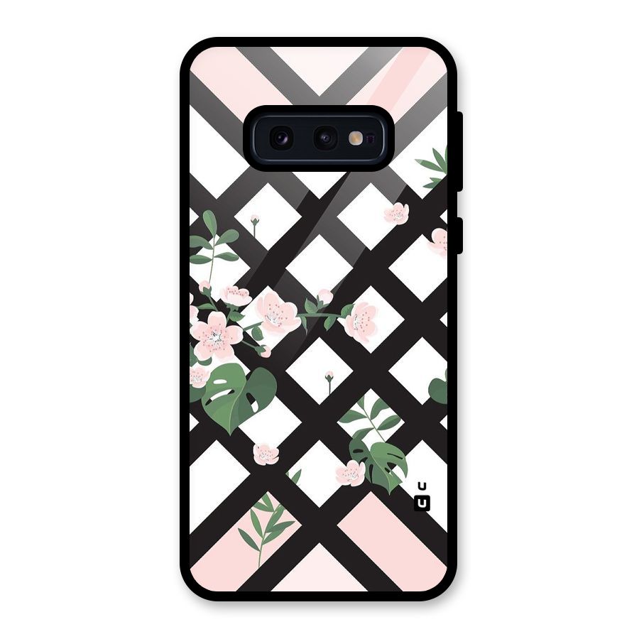 Check Floral Stripes Glass Back Case for Galaxy S10e