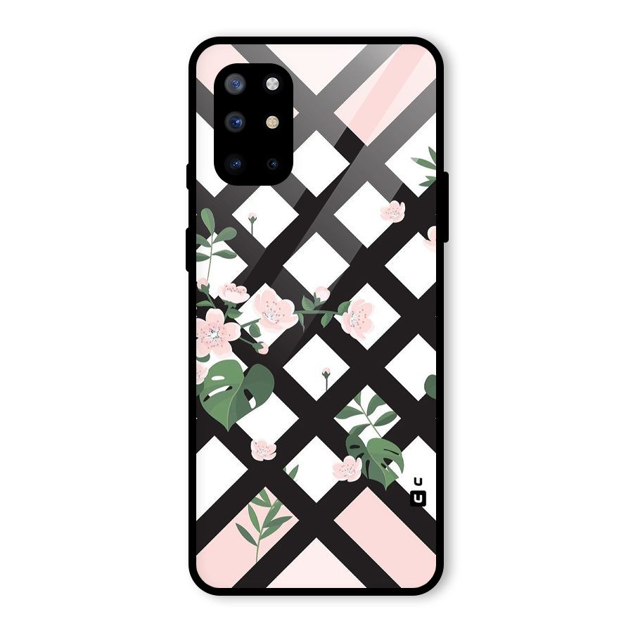 Check Floral Stripes Glass Back Case for OnePlus 8T