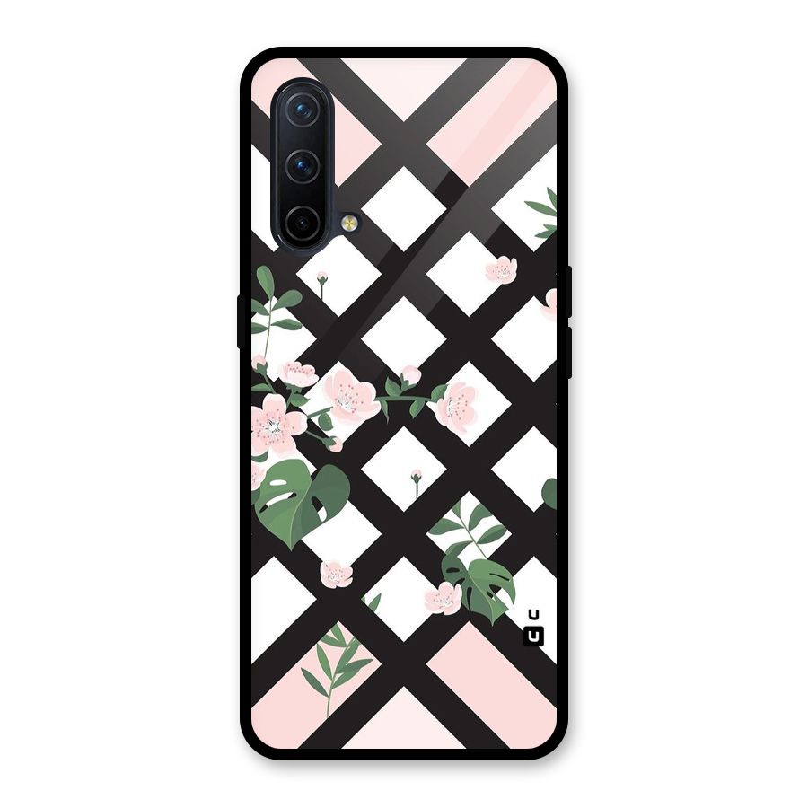 Check Floral Stripes Glass Back Case for OnePlus Nord CE 5G
