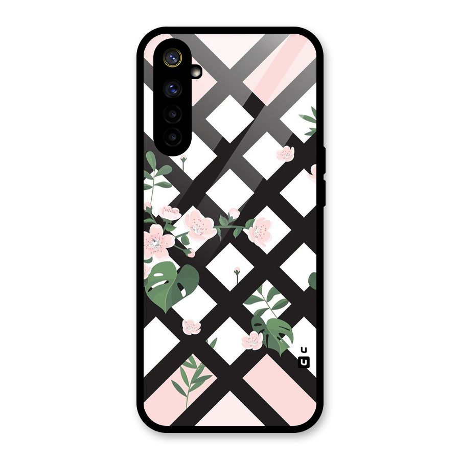 Check Floral Stripes Glass Back Case for Realme 6i