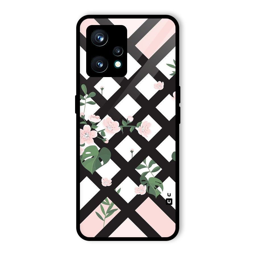 Check Floral Stripes Glass Back Case for Realme 9 Pro Plus 5G