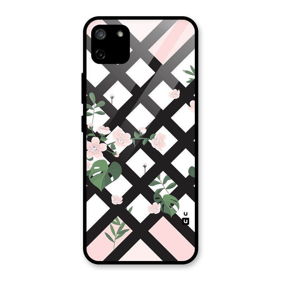 Check Floral Stripes Glass Back Case for Realme C11