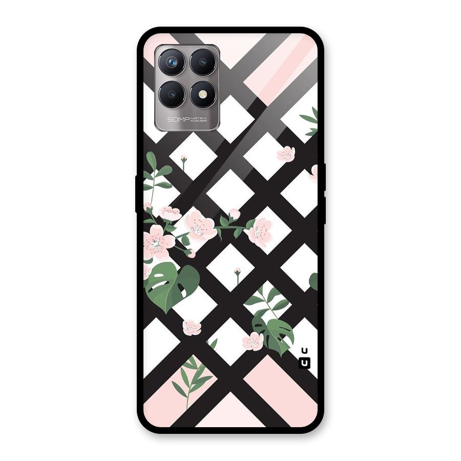 Check Floral Stripes Glass Back Case for Realme Narzo 50