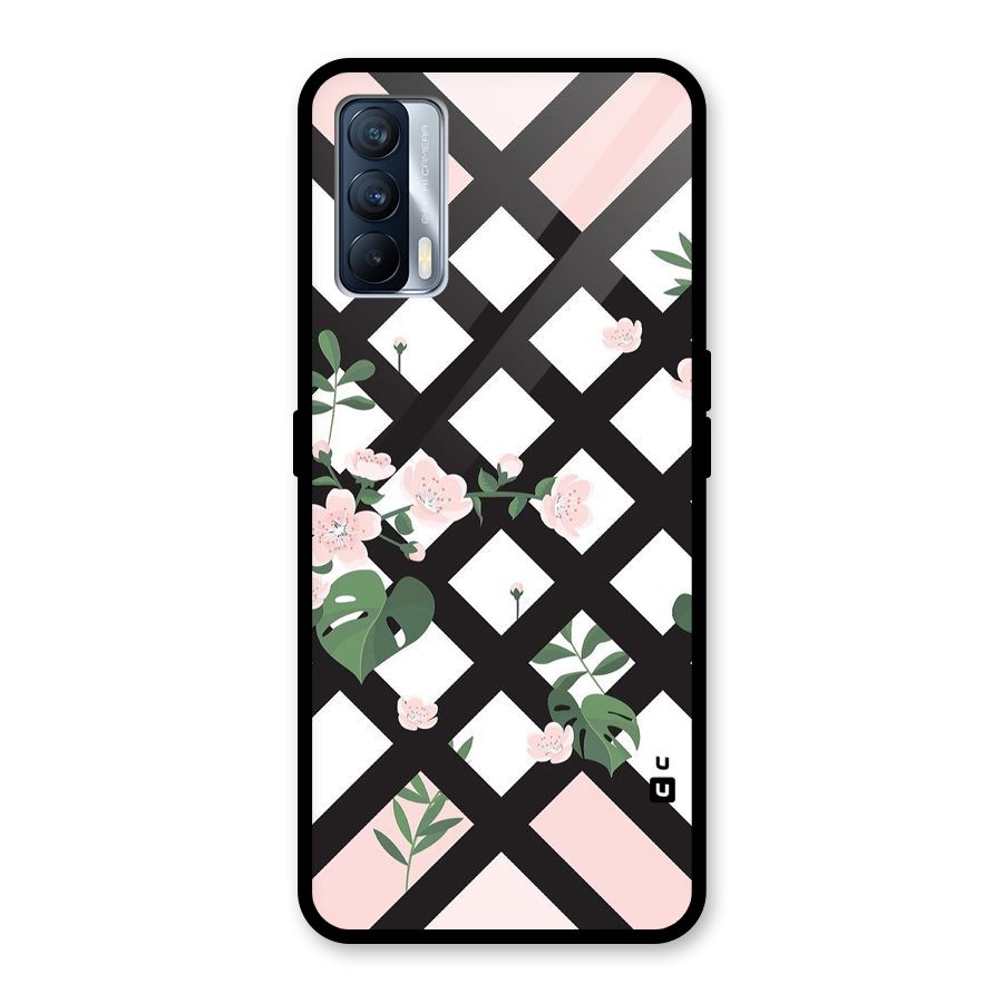 Check Floral Stripes Glass Back Case for Realme X7