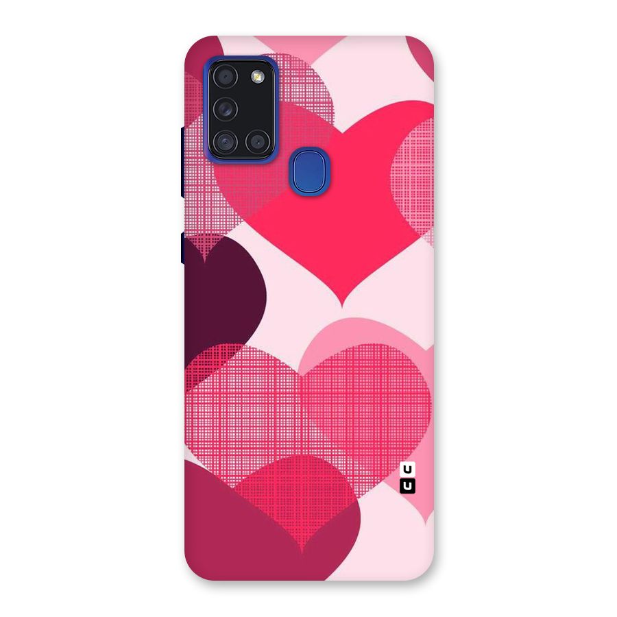 Check Pink Hearts Back Case for Galaxy A21s