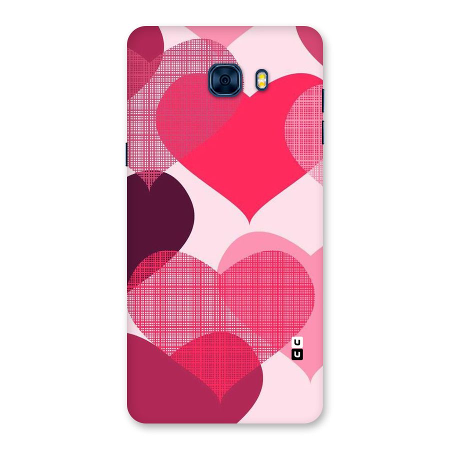 Check Pink Hearts Back Case for Galaxy C7 Pro