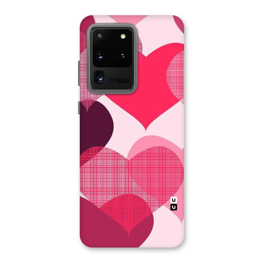 Check Pink Hearts Back Case for Galaxy S20 Ultra