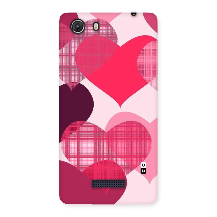Check Pink Hearts Back Case for Micromax Unite 3