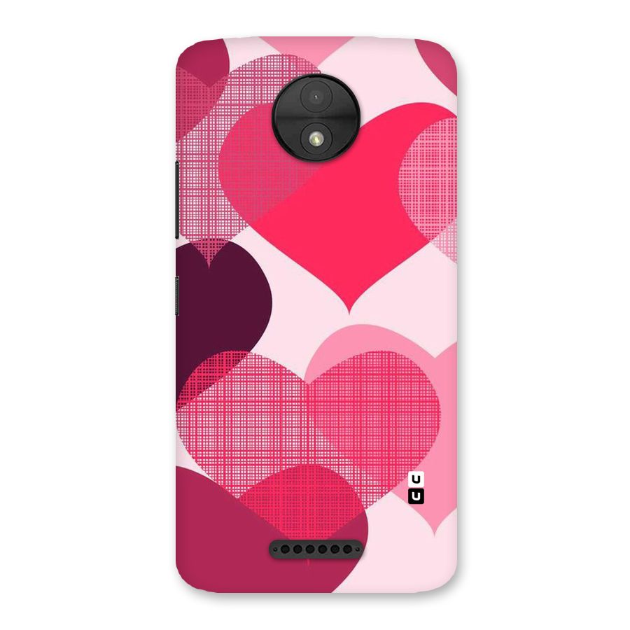 Check Pink Hearts Back Case for Moto C