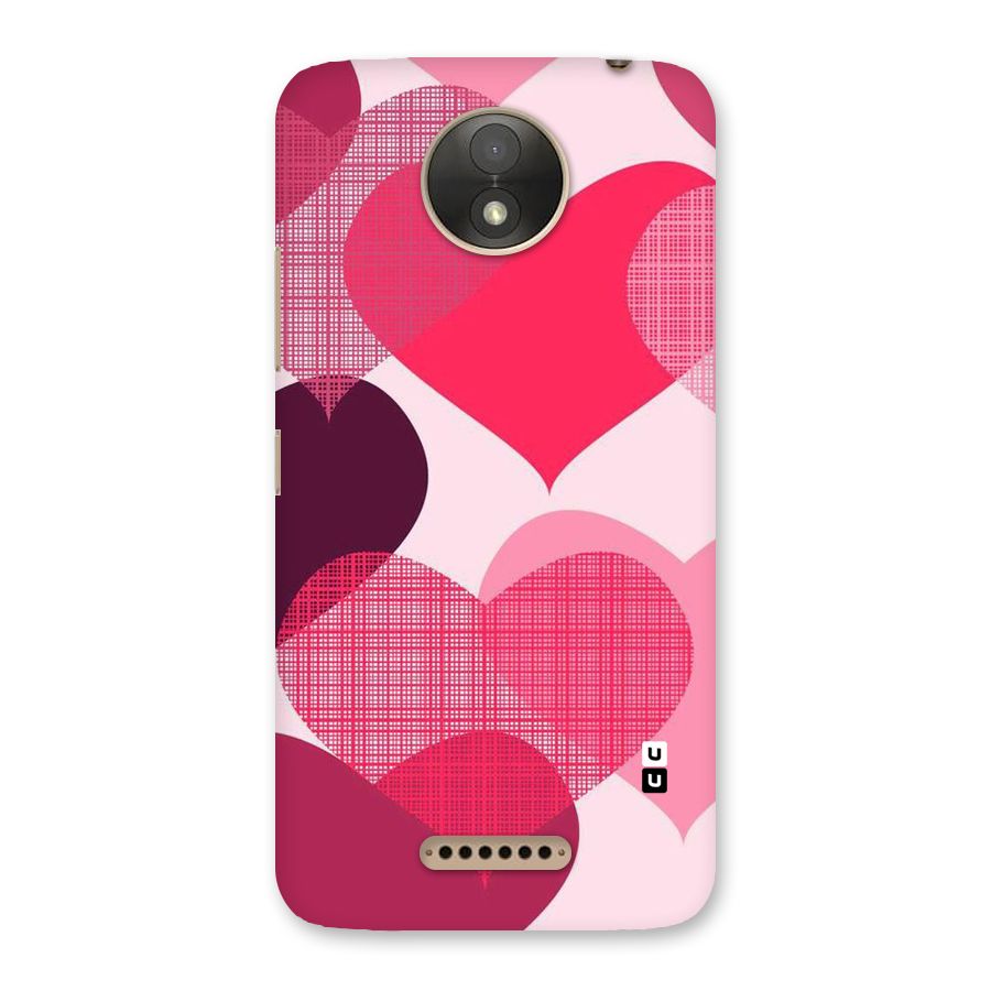 Check Pink Hearts Back Case for Moto C Plus