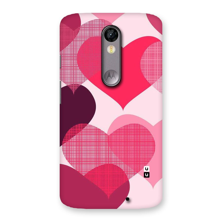 Check Pink Hearts Back Case for Moto X Force