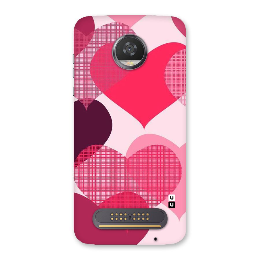 Check Pink Hearts Back Case for Moto Z2 Play