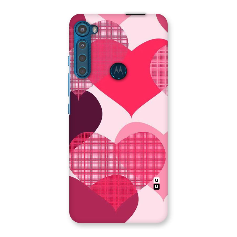 Check Pink Hearts Back Case for Motorola One Fusion Plus