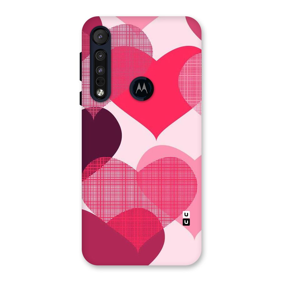 Check Pink Hearts Back Case for Motorola One Macro