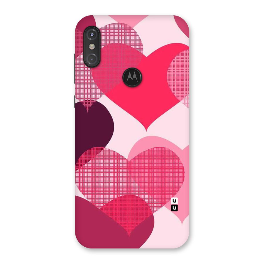 Check Pink Hearts Back Case for Motorola One Power