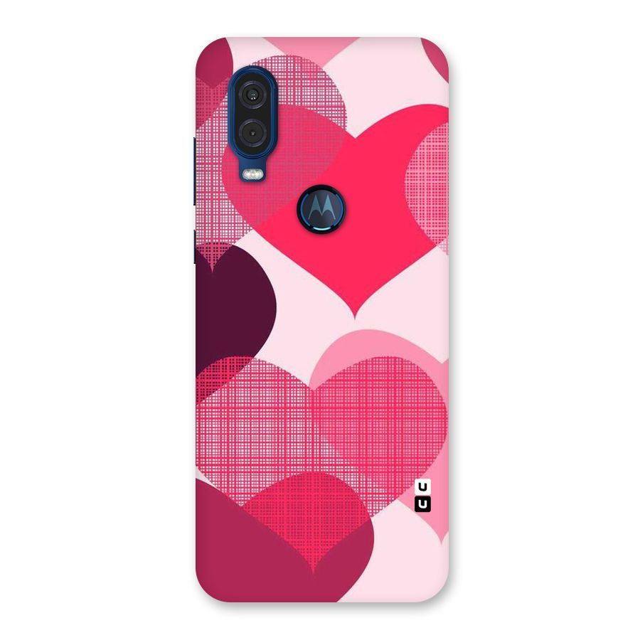 Check Pink Hearts Back Case for Motorola One Vision