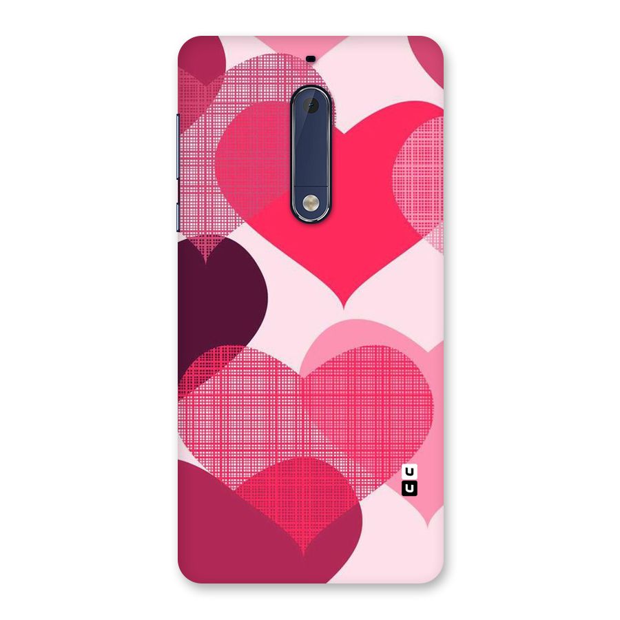 Check Pink Hearts Back Case for Nokia 5