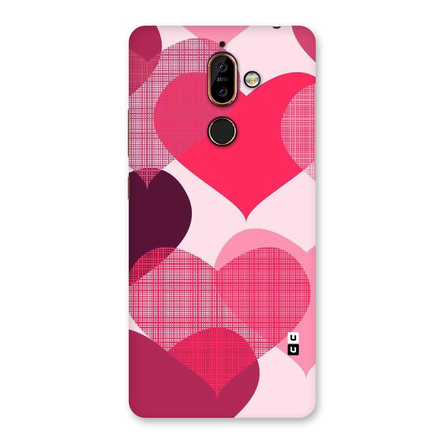 Check Pink Hearts Back Case for Nokia 7 Plus