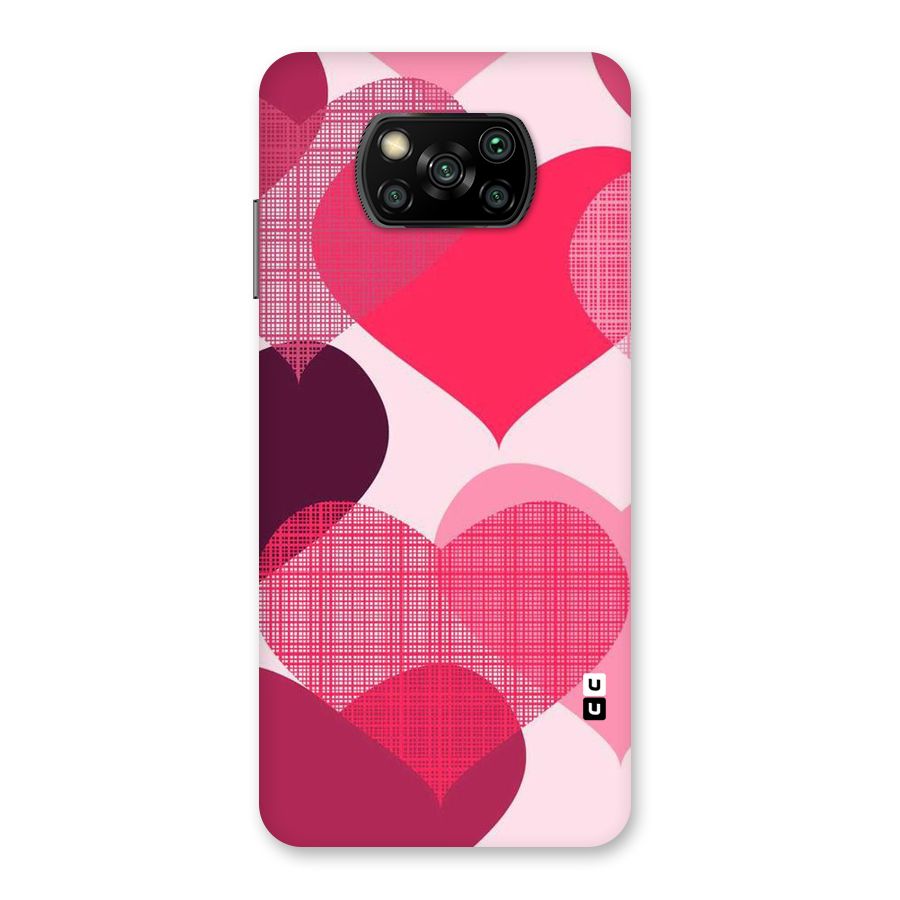 Check Pink Hearts Back Case for Poco X3