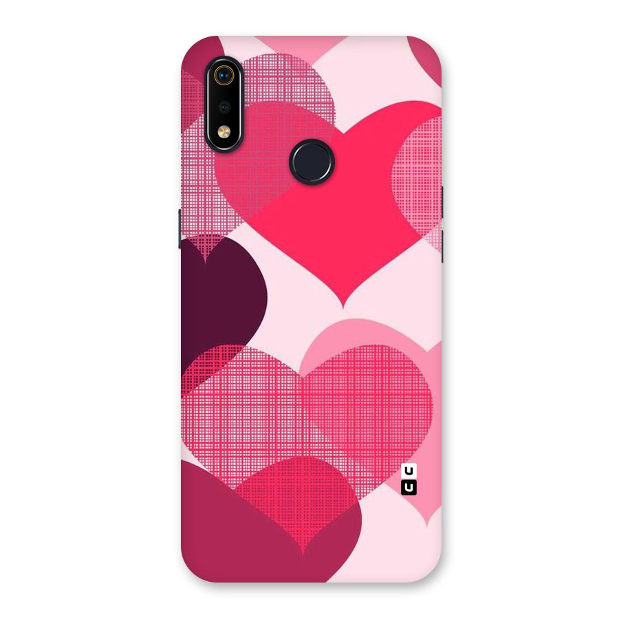 Check Pink Hearts Back Case for Realme 3i