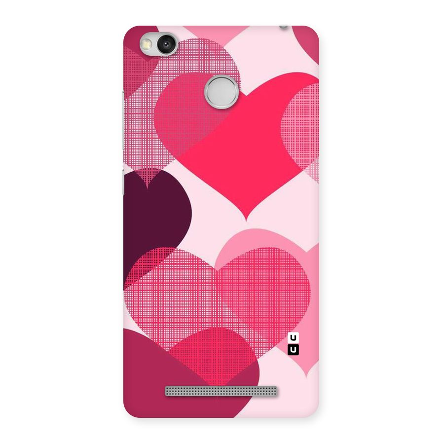 Check Pink Hearts Back Case for Redmi 3S Prime