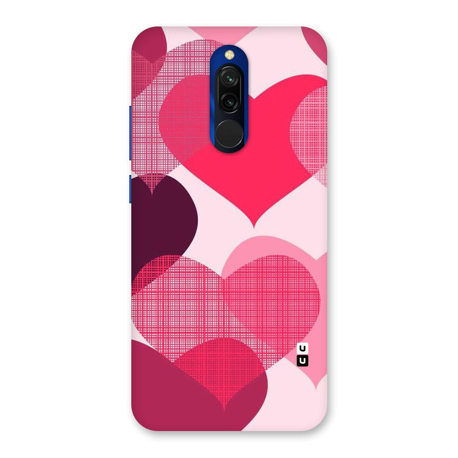 Check Pink Hearts Back Case for Redmi 8