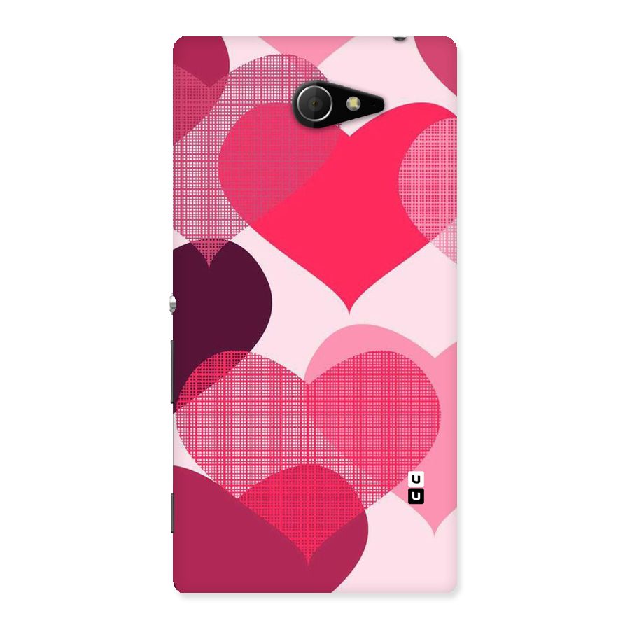 Check Pink Hearts Back Case for Sony Xperia M2