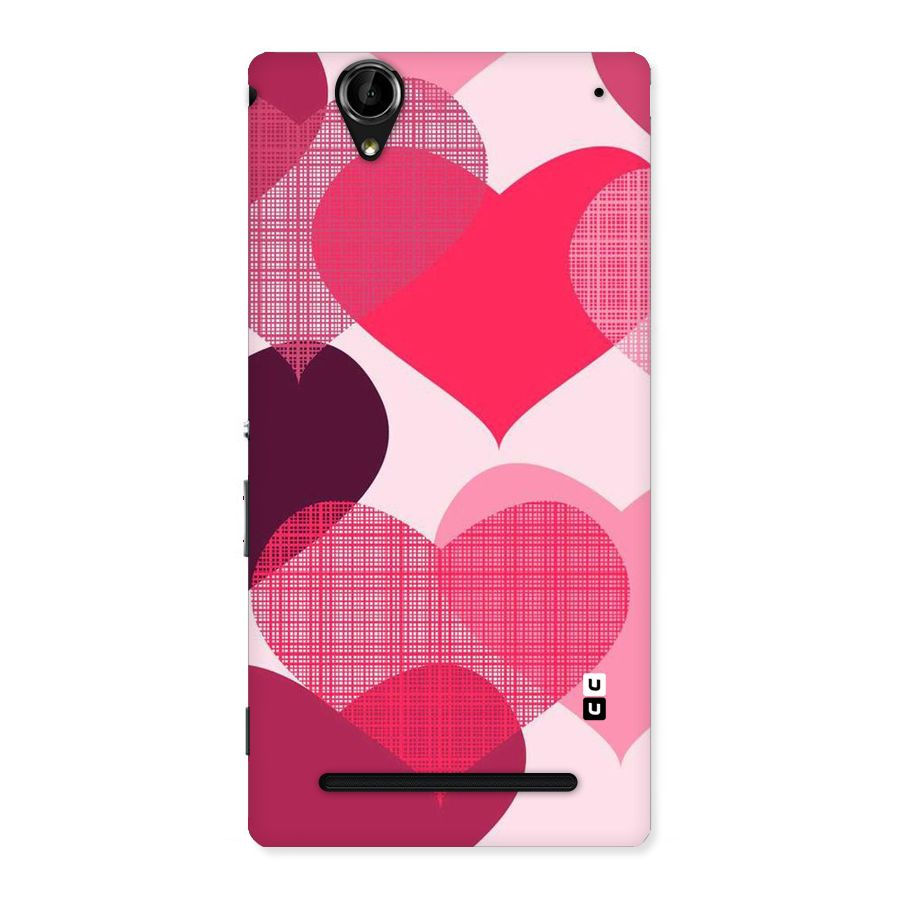 Check Pink Hearts Back Case for Sony Xperia T2