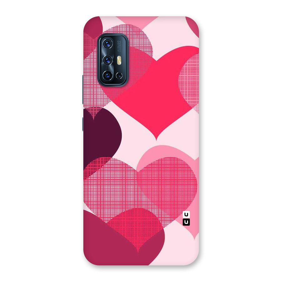 Check Pink Hearts Back Case for Vivo V17