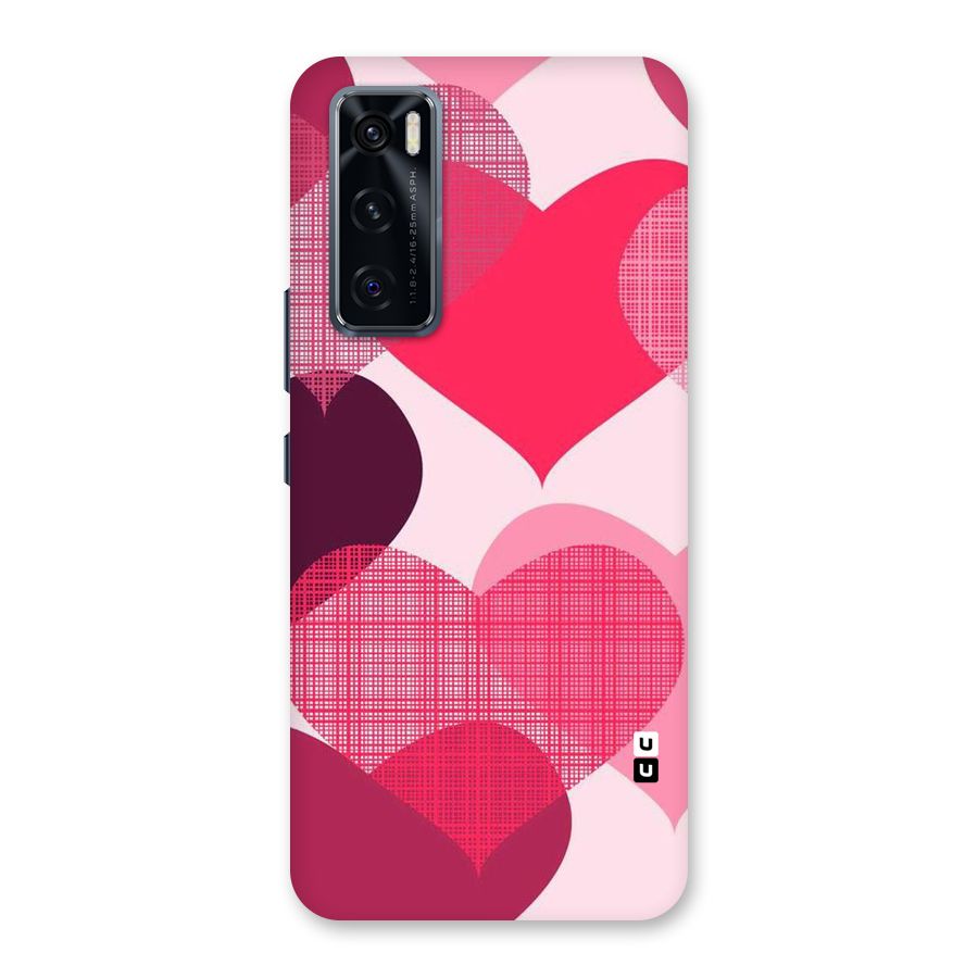 Check Pink Hearts Back Case for Vivo V20 SE